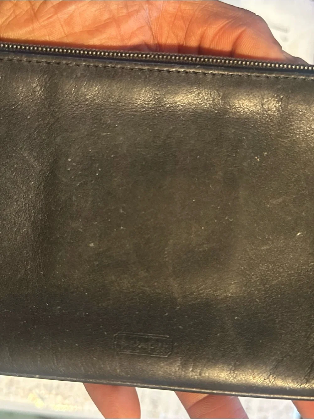Vintage? Coach Black Leather Zip Pouch Wallet circa 2000